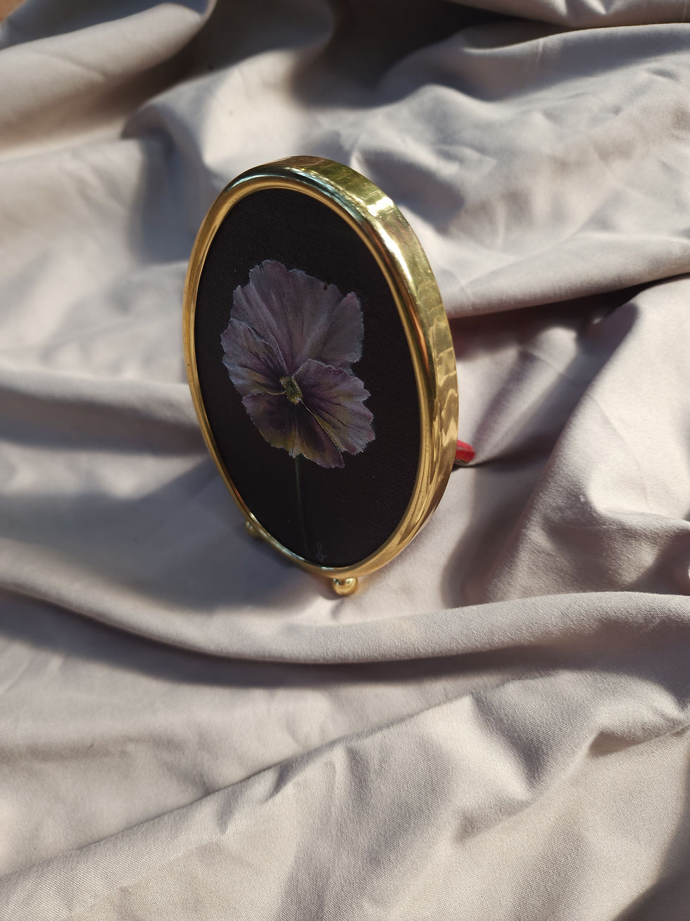 Thumbnail: Original oil painting of a moody petunia