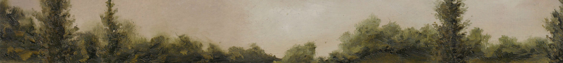 Original oil painting of a moody field of flowers and trees