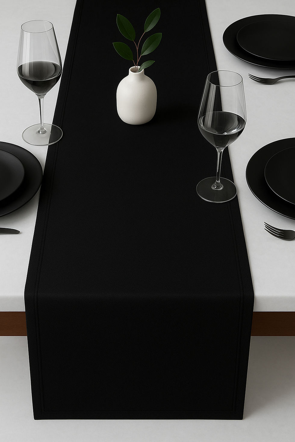 Kadife Görünümlü Siyah Masa Runnerı