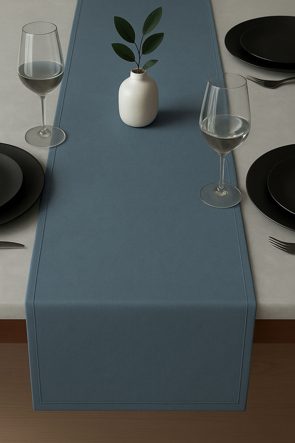 Kadife Görünümlü Mavi Masa Runnerı