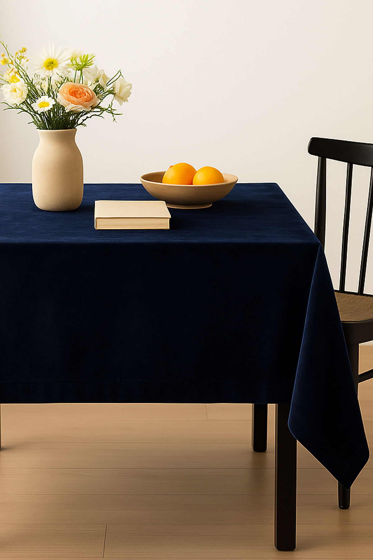 Kadife Dokulu Masa Örtüsü | Şık, Yumuşak, Leke Tutmaz Lacivert Masa Örtüsü