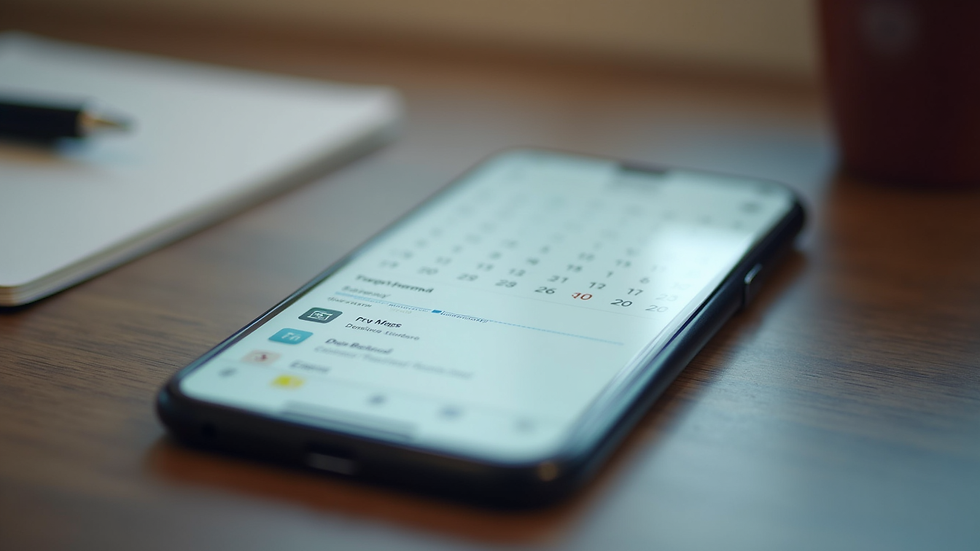 Close-up view of a smartphone displaying a calendar app with scheduled appointments