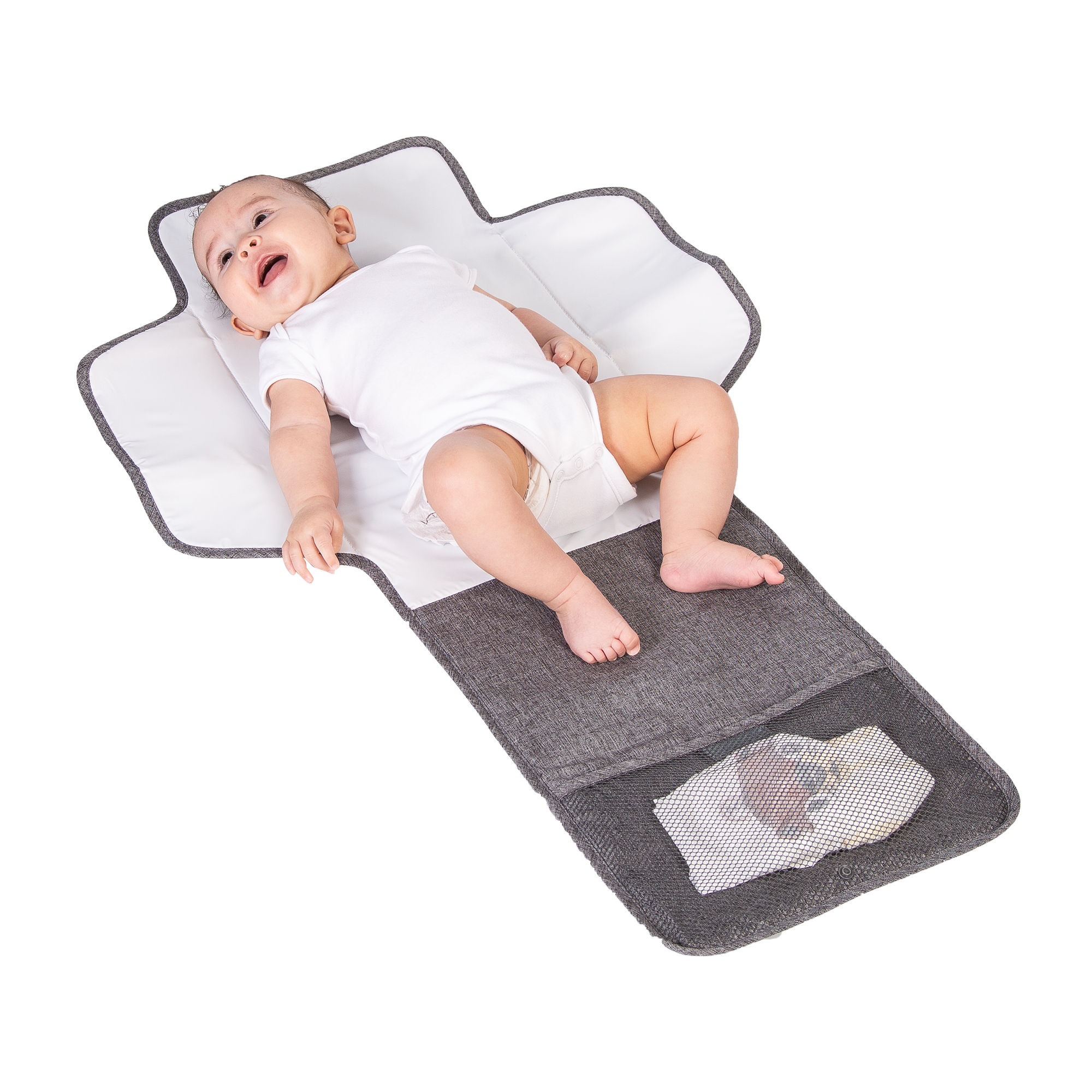 On The Go Changing Mat - Fold Out Changing Mat and Travel Bag (Grey)