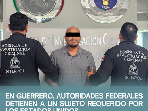 EN GUERRERO, AUTORIDADES FEDERALES DETIENEN A UN SUJETO REQUERIDO POR LOS ESTADOS UNIDOS