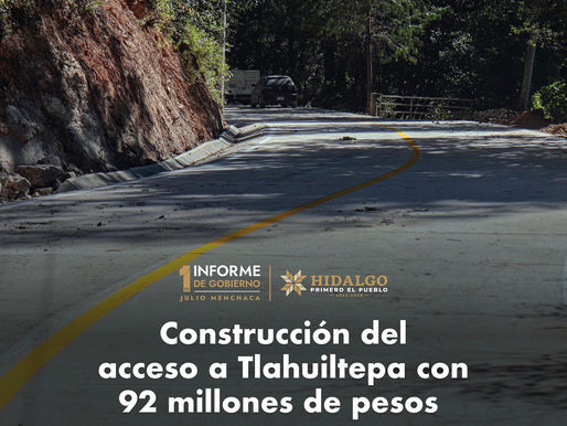 Construcción del acceso a Tlahuiltepa con 92 millones de pesos