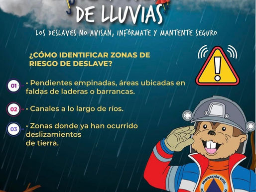 ¡Atención! 🌧️ En temporada de lluvias, el riesgo de deslaves aumenta. Infórmate y evita áreas de riesgo.