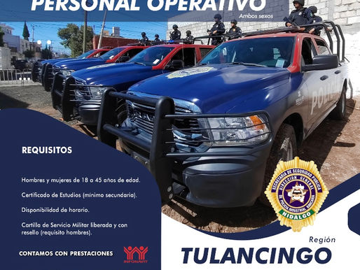 👮🏻‍♂️👮🏻‍♀️ ¡#ConvocatoriaAbierta para formar parte de la Policía Industrial Bancaria del Estado de Hidalgo como personal operativo!