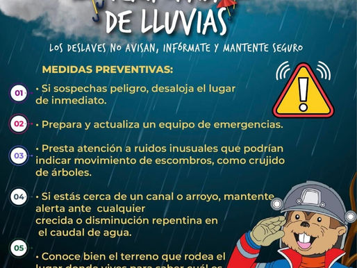 ¡Atención! 🌧️ Durante las lluvias, los deslaves pueden ocurrir sin aviso.
