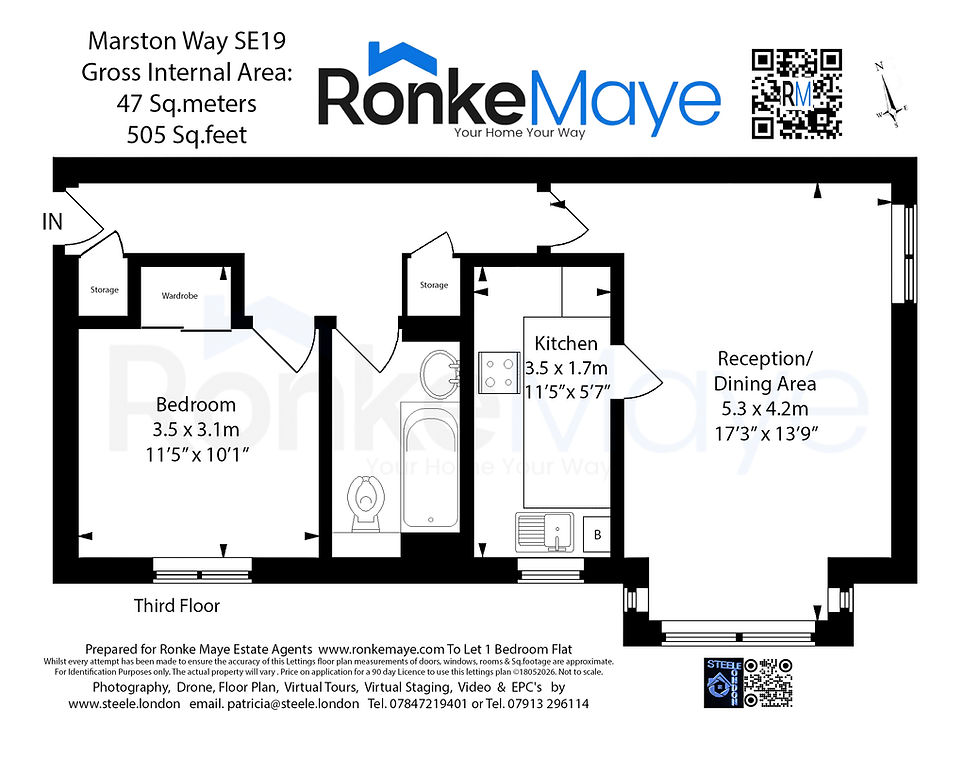 Floor Plan  To Let 1 Bedroom Flat 72 Marston Way Upper Norwood London SE19