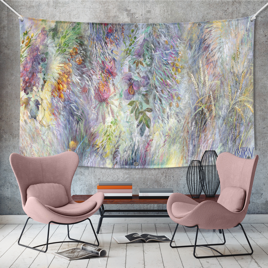 Seven Species sukkah mural wall decoration