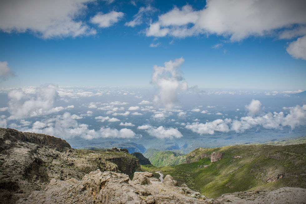 A background picture, featuring a mountain summit view, overlooking a landscape beneath a scattered cloud sea and a blue sky.