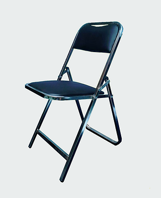 silla plegable cromada acojinada vinil negro