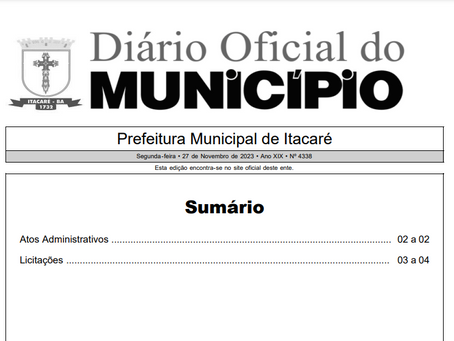 Licitação para eventos e prorrogação da Paulo Gustavo (D.O. Fácil - 27/11/2023)