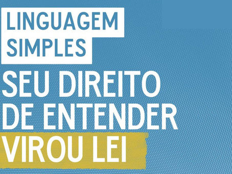 Banner em azul com o texto "Linguagem Simples. Seu direito de entender virou lei".