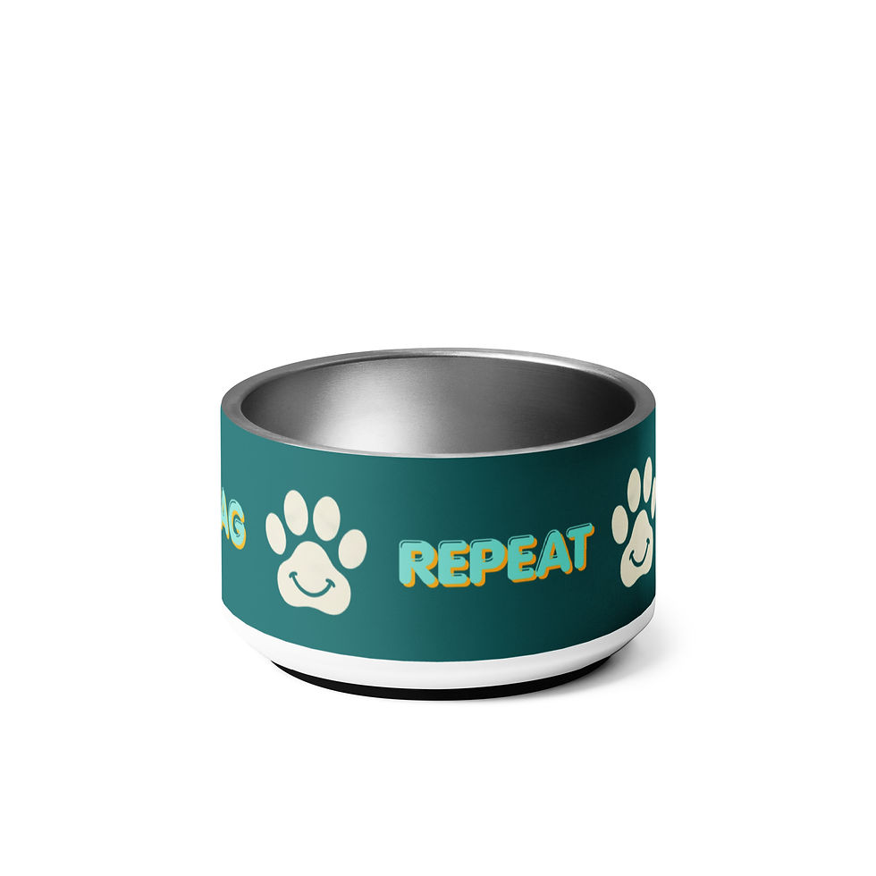 Thumbnail: Walk Eat Wag Repeat Dog Food Bowl in Teal - 2 sizes
