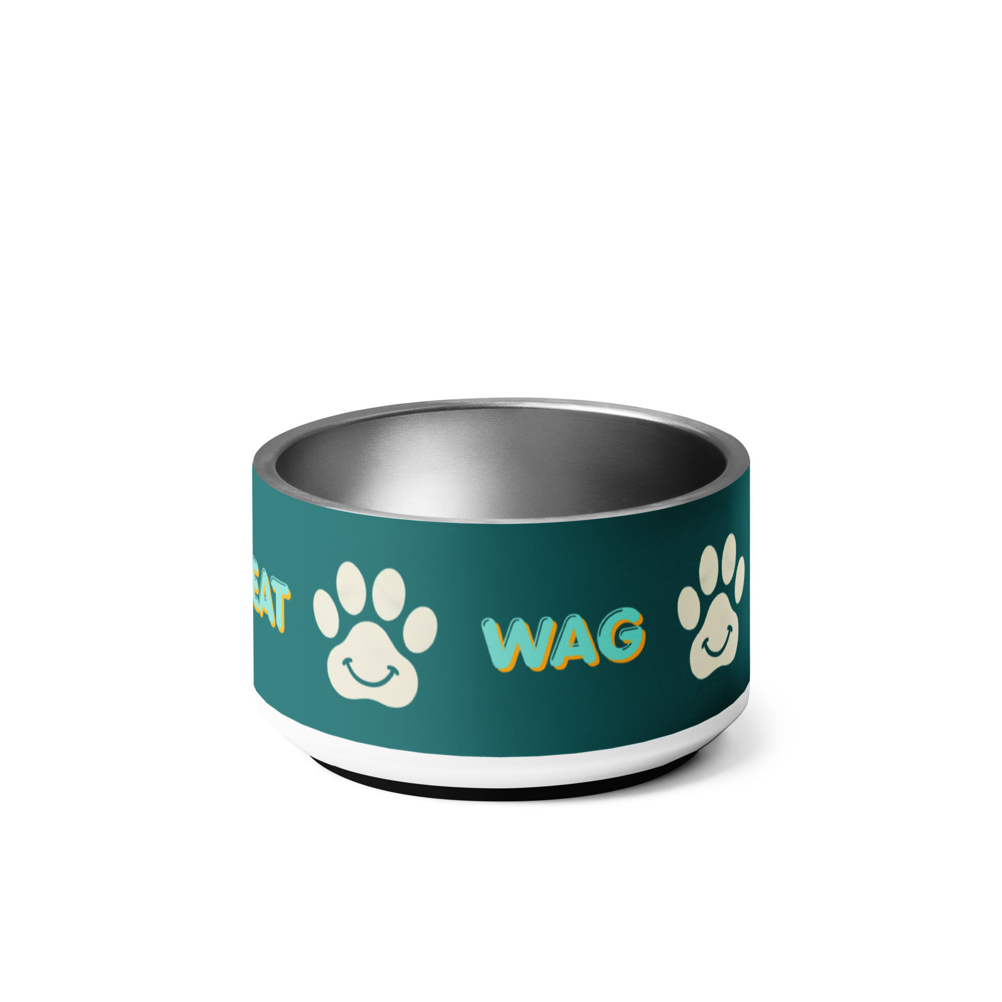Walk Eat Wag Repeat Dog Food Bowl in Teal - 2 sizes