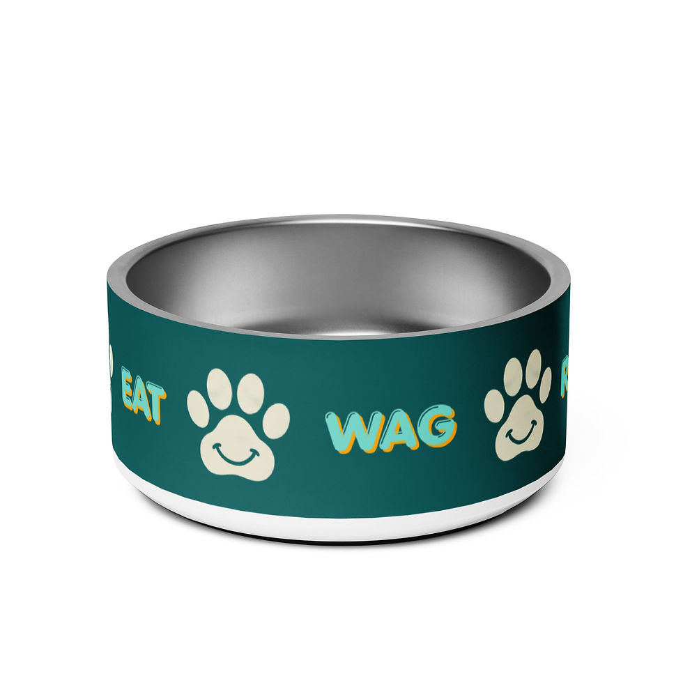 Thumbnail: Walk Eat Wag Repeat Dog Food Bowl in Teal - 2 sizes