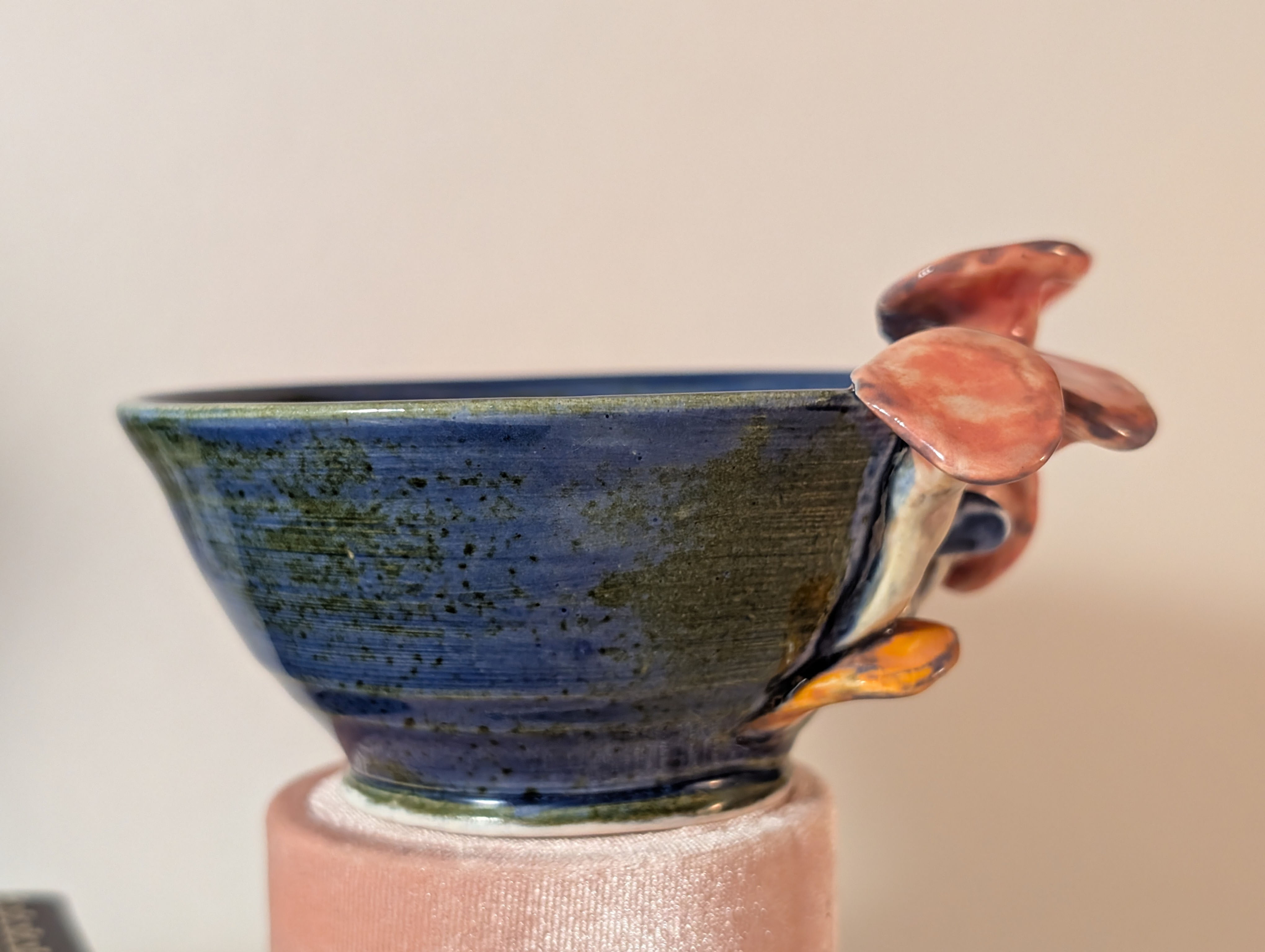Mushroom Cup - blue with pink
