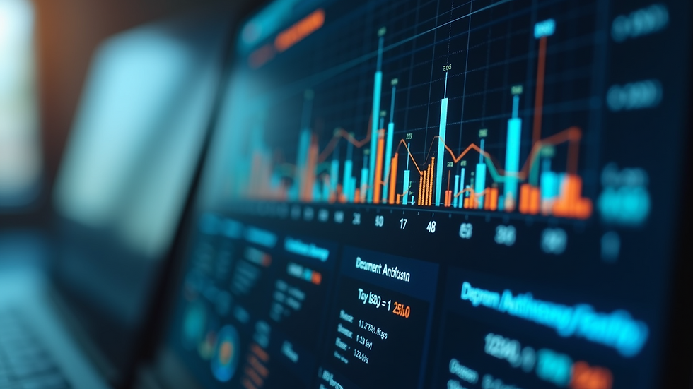 Close-up view of a digital dashboard showing document workflow automation