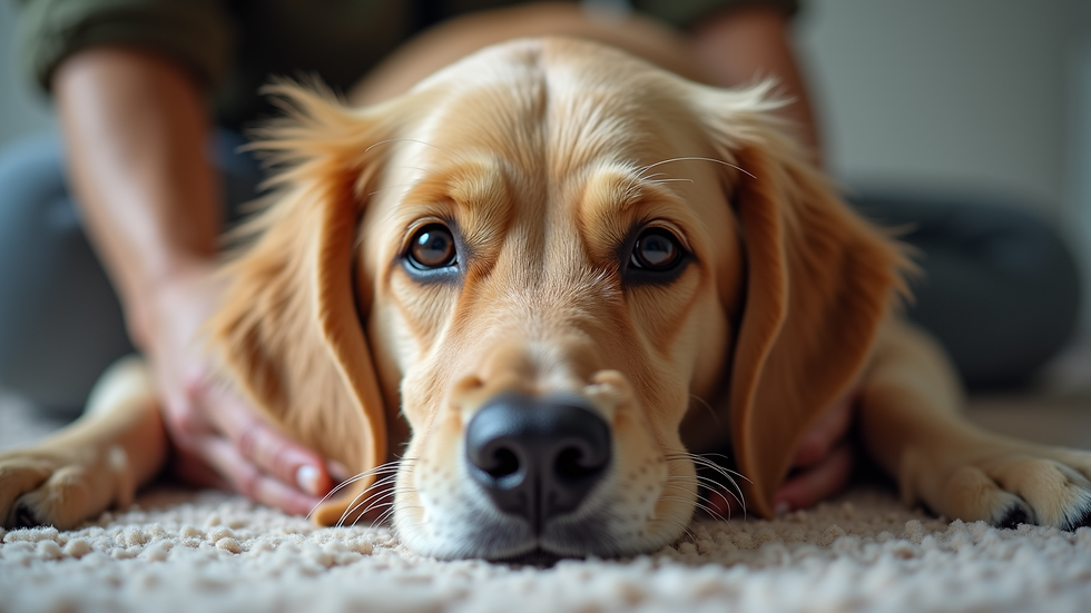 Close-up view of a senior dog enjoying a gentle massage