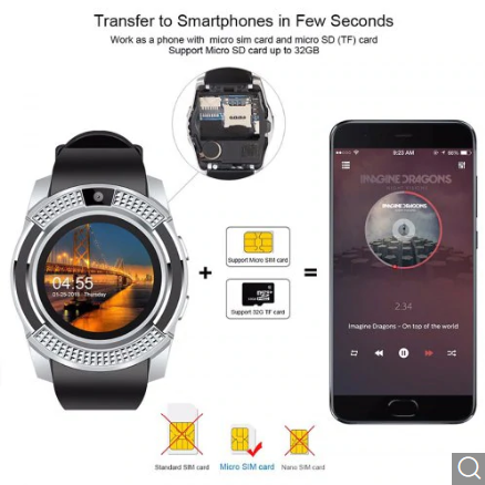 Thumbnail: LEEHUR V8 Bluetooth Smart Watch Band Touch Screen Wristband Waterproof Sport