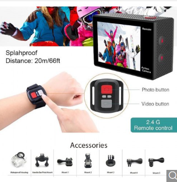 Thumbnail: 2.4G Remote Control 4K Ultra HD Recording WIFI Action Camera 4K Sports Camera XD