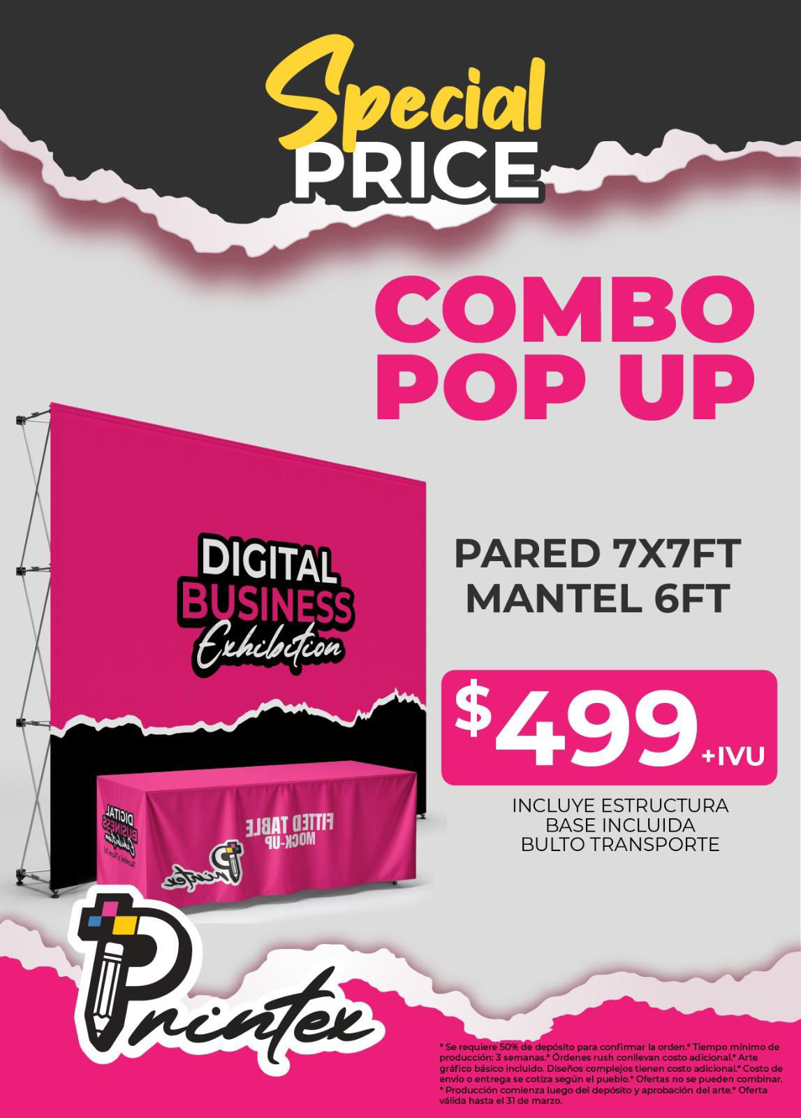 Combo Pop Up Display 7x7 + Mantel Personalizado