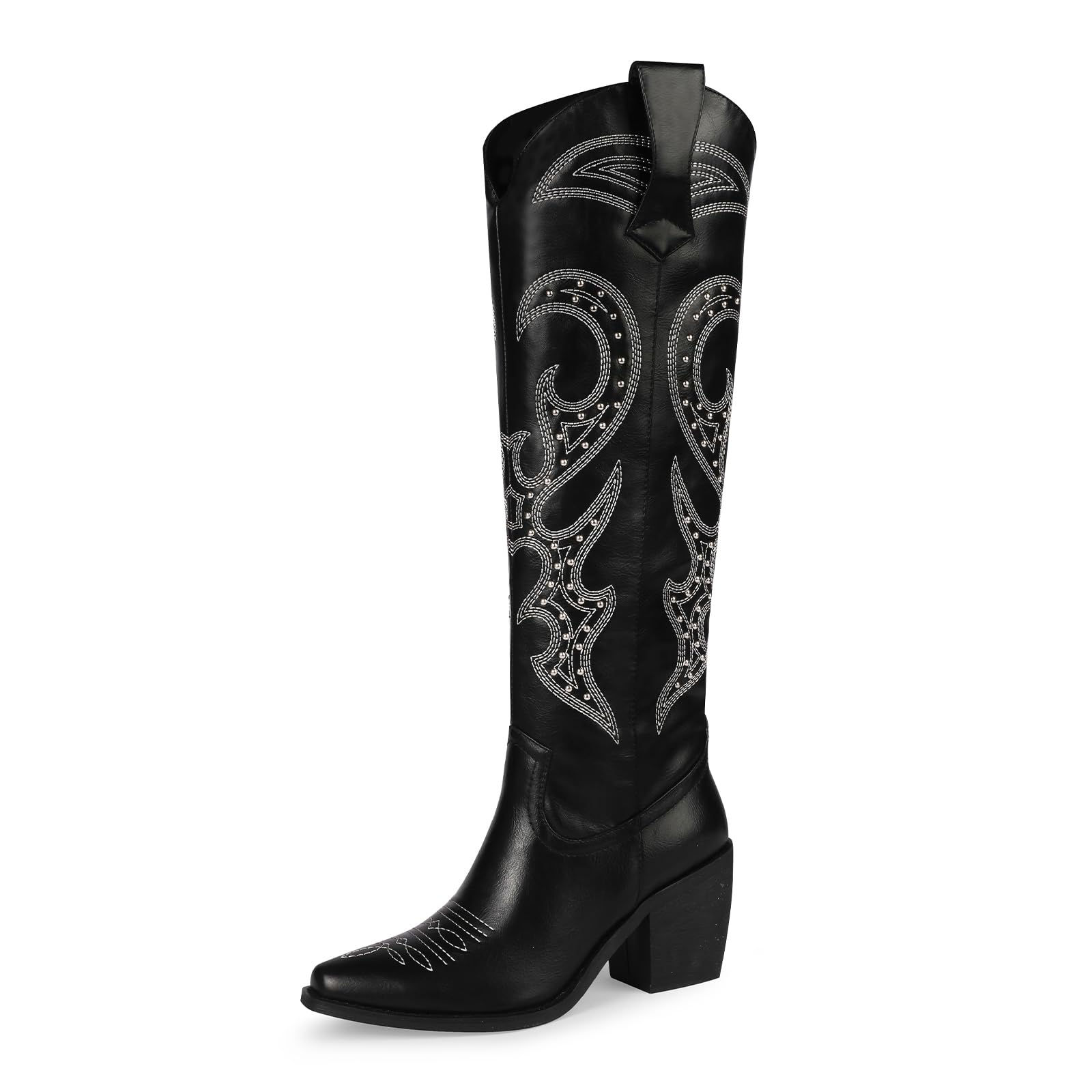 wetkiss Black Cowboy Boots for Women Black Cowgirl Boots Western Boots Women Kne