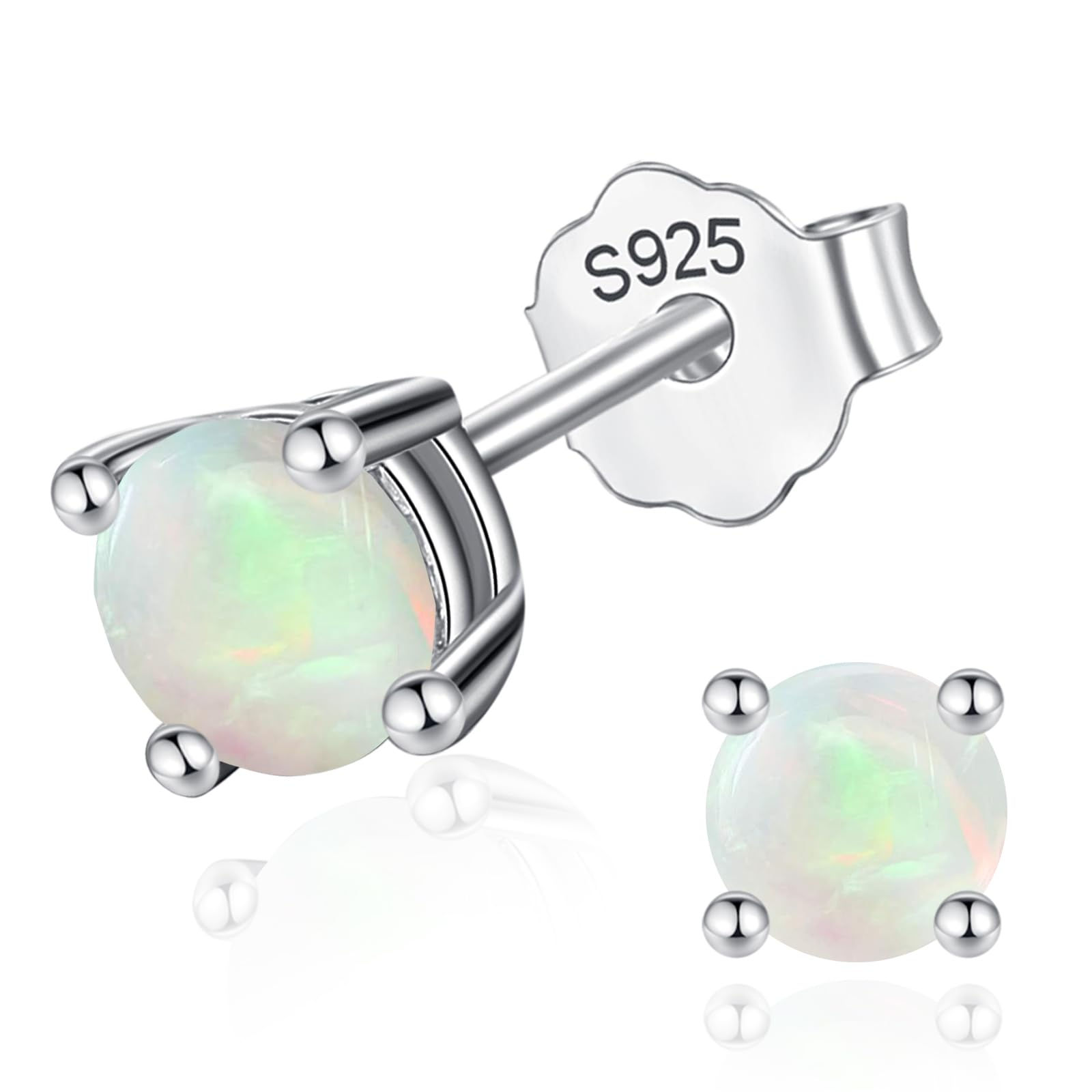 Women Silver Stud Earrings for Women Solid 14K White Gold Plated Sterling Silver
