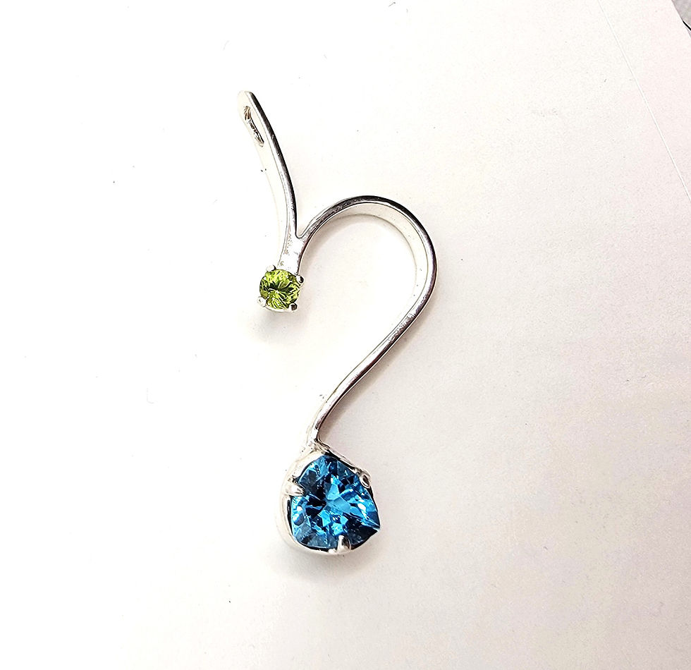 Thumbnail: Swiss blue topaz peridot sterling silver pendant gemstone jewelry