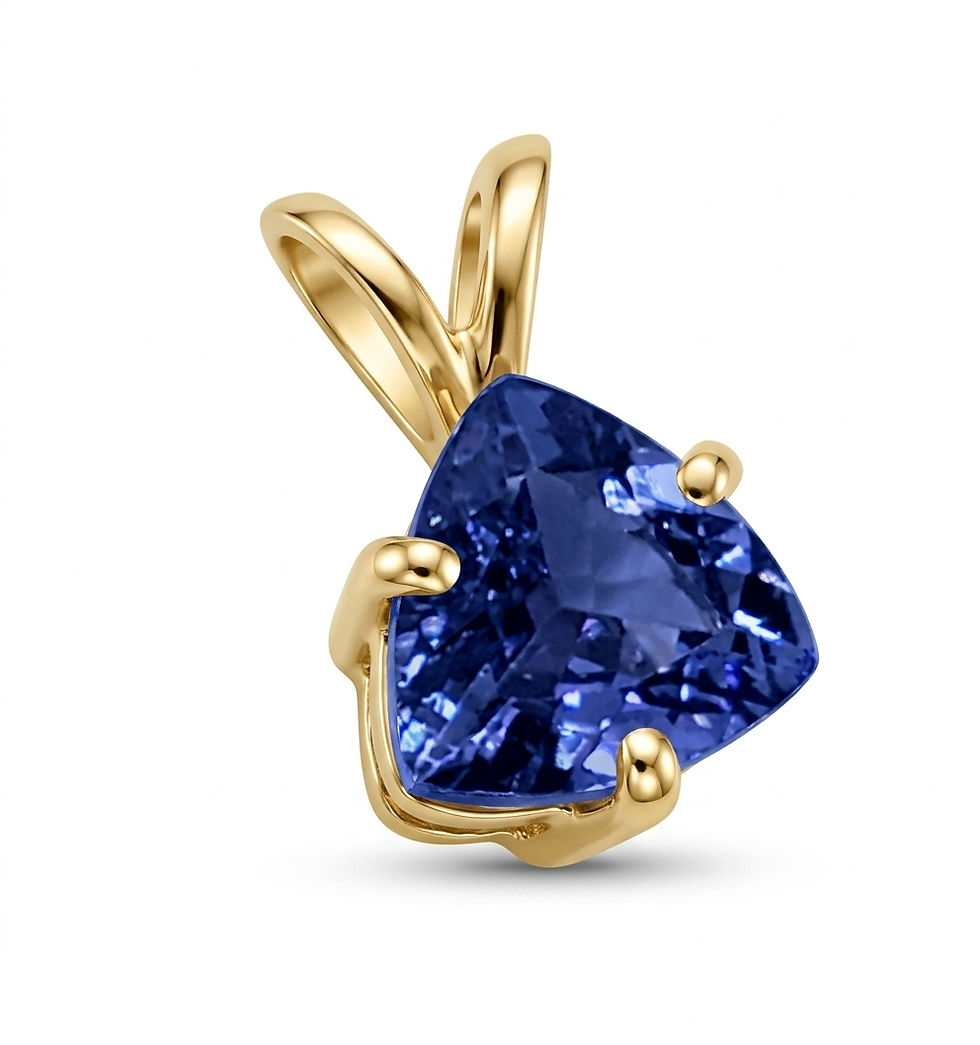 Tanzanite 7x7mm trillion 14kt yellow gold pendant jewelry