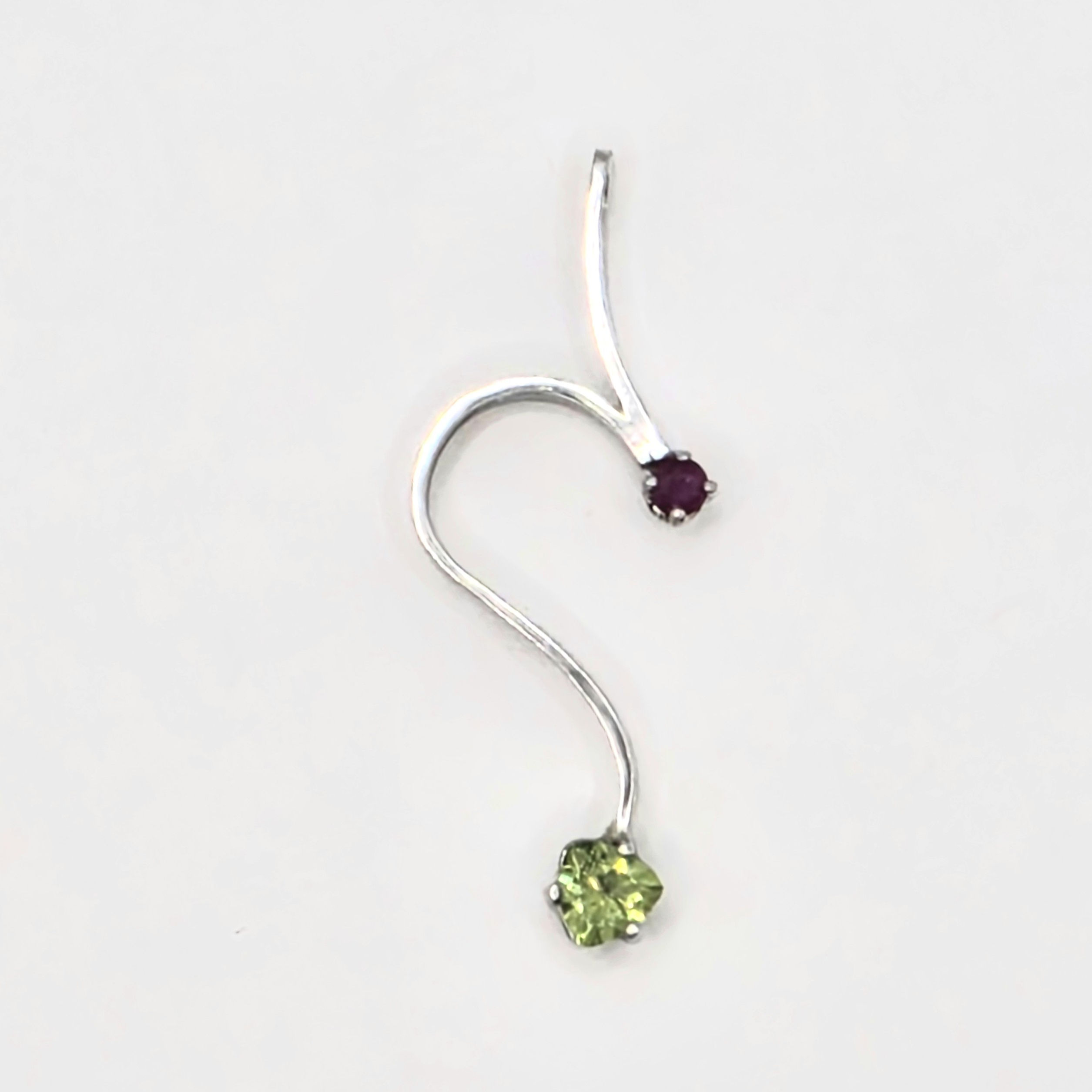 Colorado Peridot and accent Ruby in a Sterling Silver Pendant # 5805