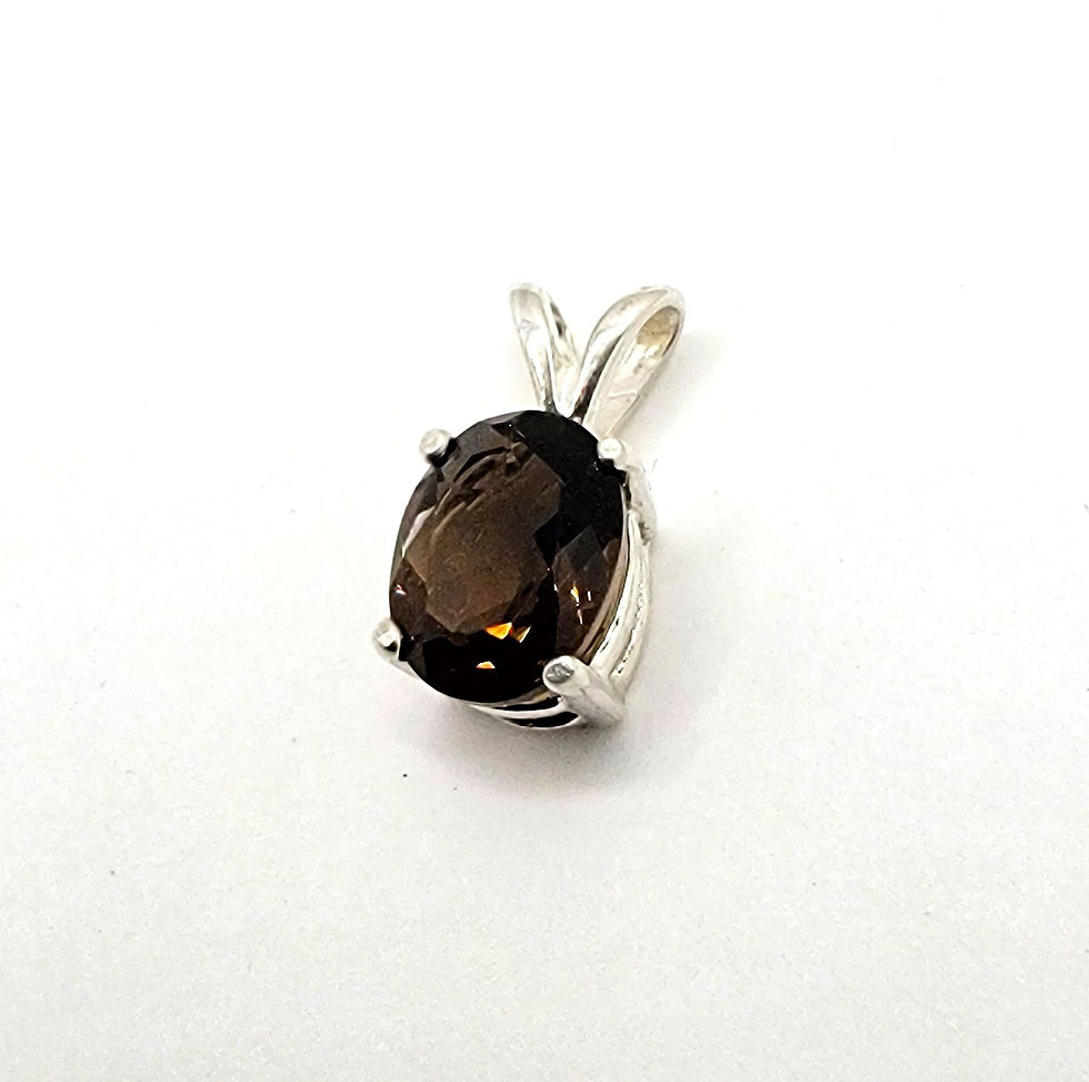 Thumbnail: Colorado Smoky Quartz 8x6mm Oval Sterling Silver Pendant