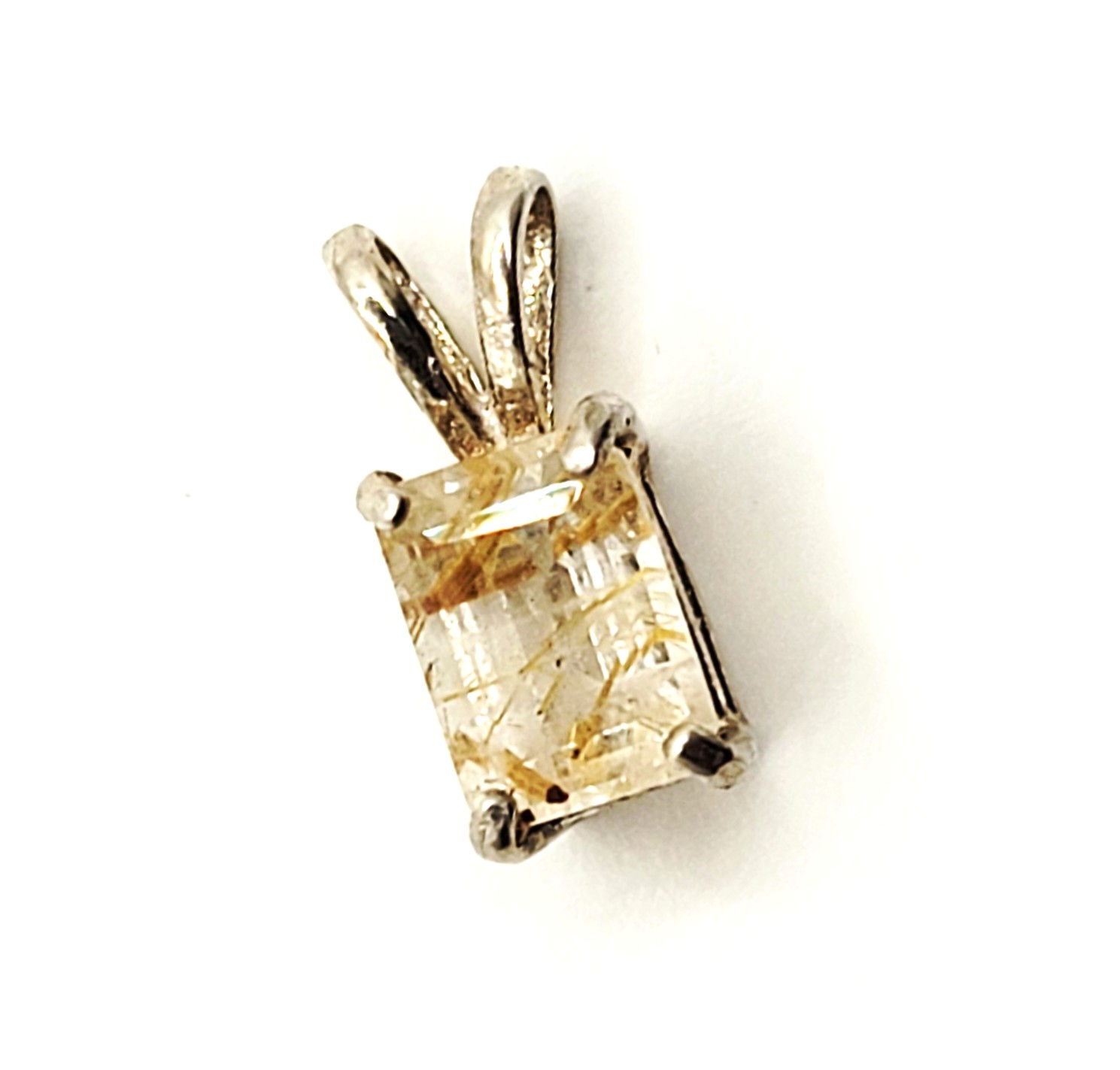 Colorado rutilated quartz gemstone sterling silver pendant jewelry