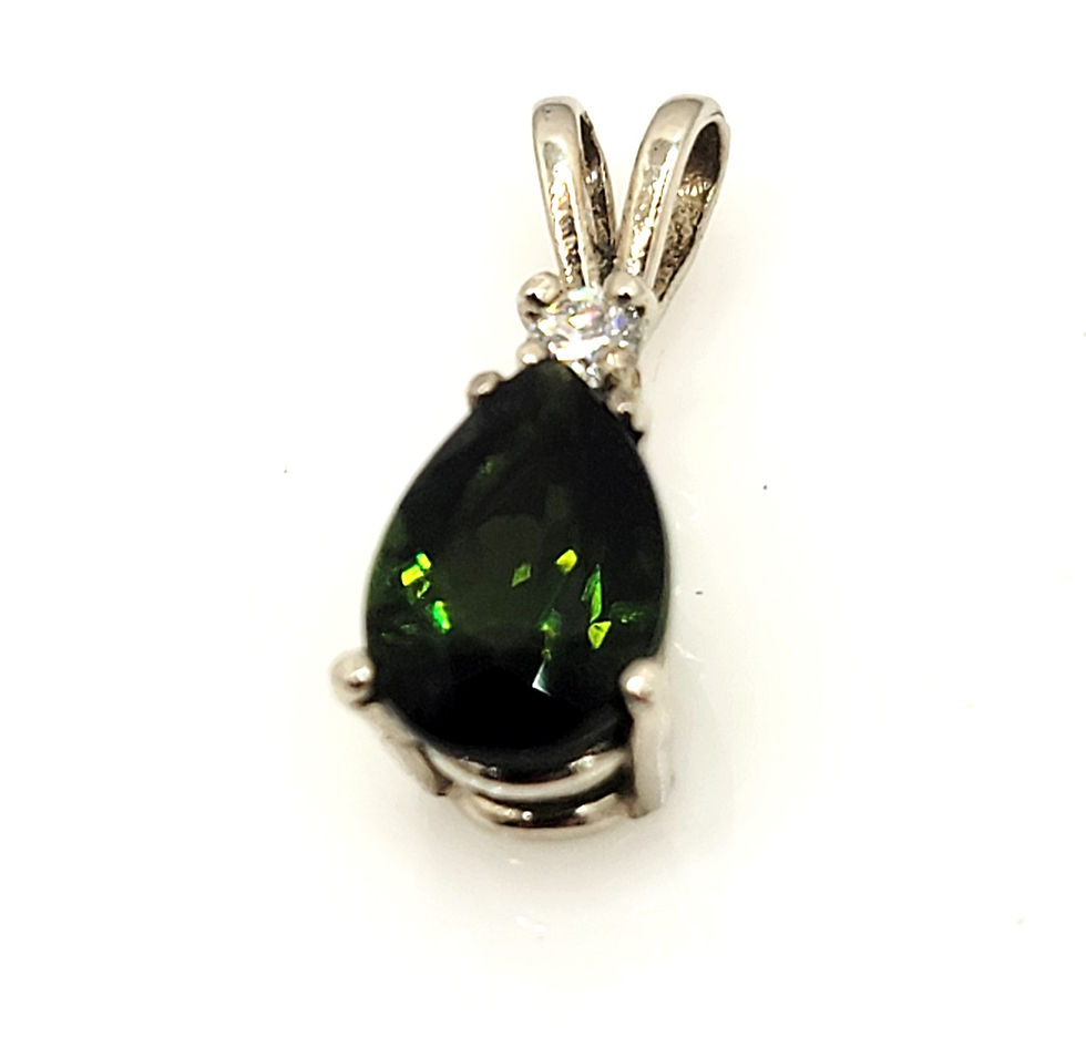 Thumbnail: Brazil Green Tourmaline Pear 9x7mm Pear 14kt White Gold Pendant Jewelry