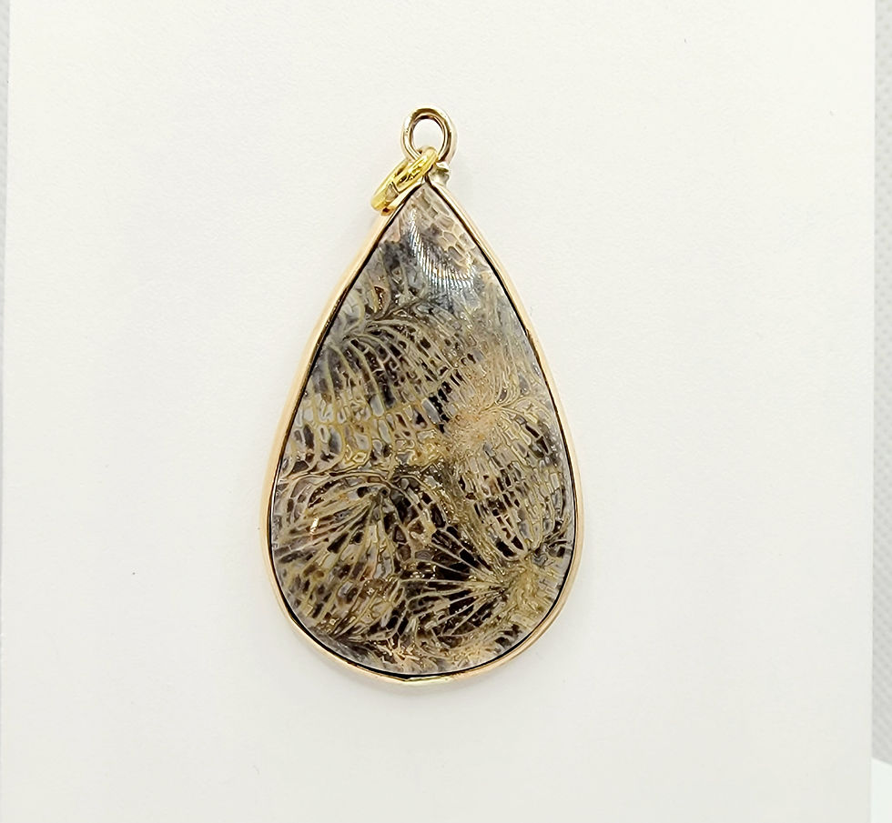 Fossilized Centipedes Yellow Gold Pendant