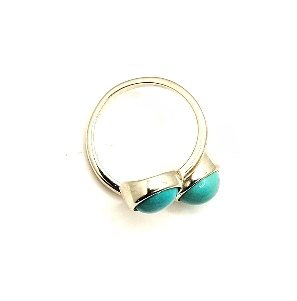 Thumbnail: Sleeping Beauty Turquoise Cabochons in a Sterling Silver Ring Jewelry