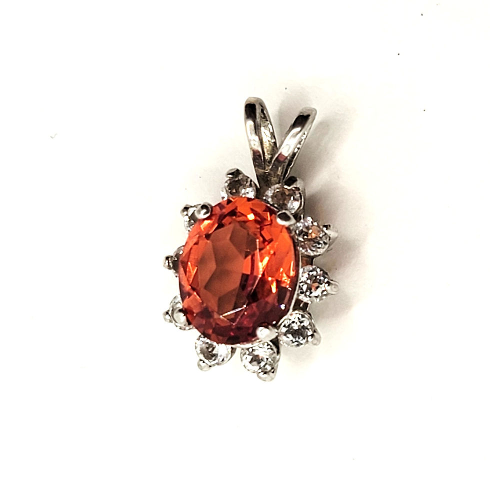 Thumbnail: Padparadscha Sapphire White Topaz accents Sterling Silver pendant jewelry