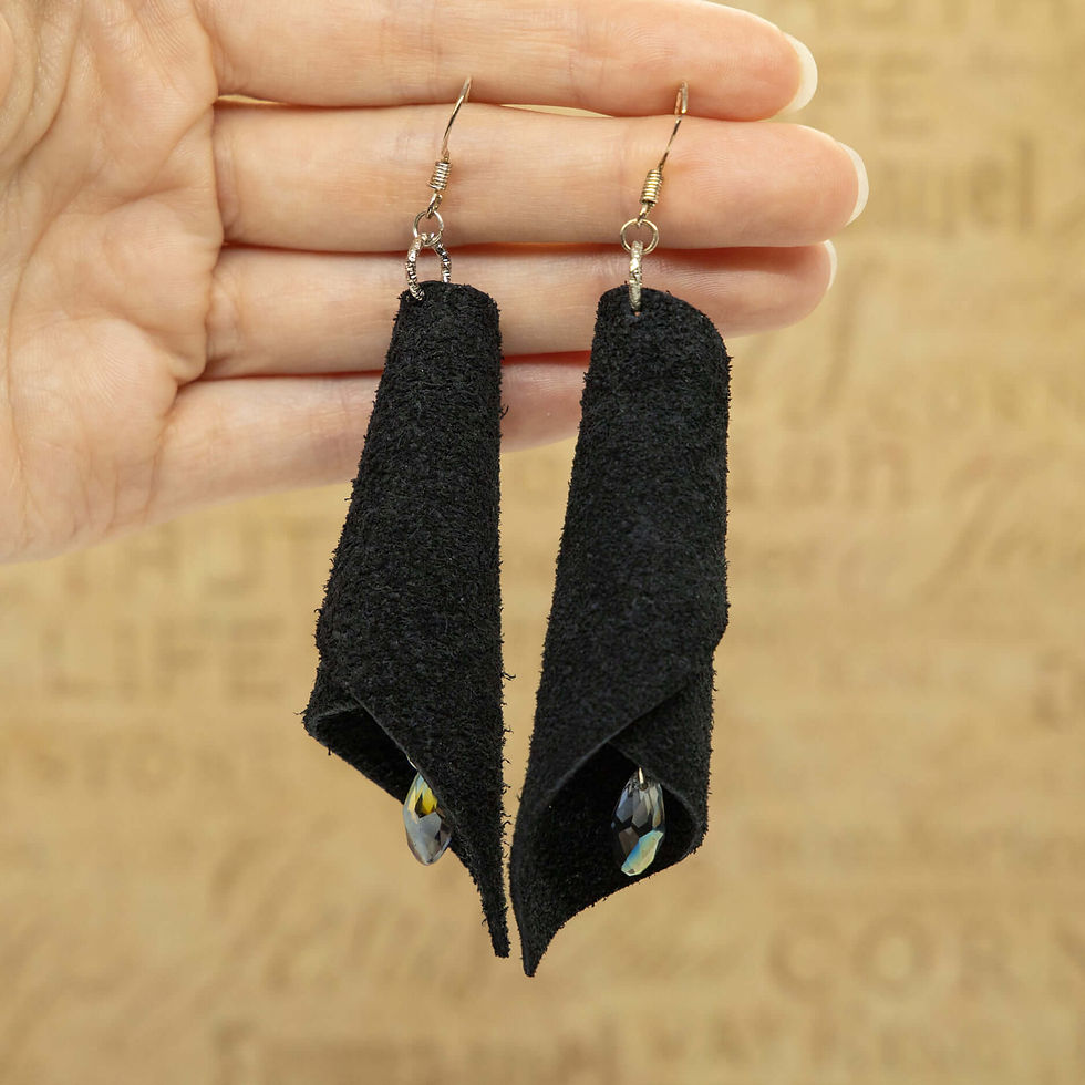Thumbnail: Black Suede Lily Earrings