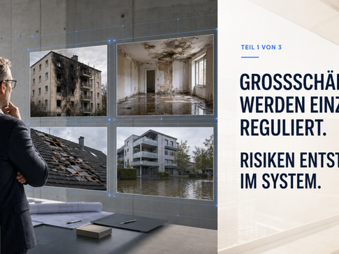 Fachprüfer vergleicht Brand-, Wasser-, Sturm- und Hochwasserschäden bei einer Sonderprüfung der Großschadenregulierung