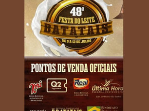 Ingressos para a 48ª Festa do Leite de Batatais