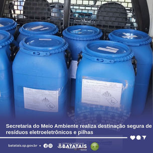 Secretaria do Meio Ambiente realiza destinação segura de resíduos eletroeletrônicos e pilhas