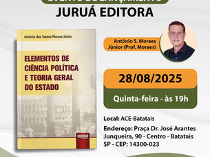 Dia 28 de agosto: Lançamento do livro do Professor Moraes