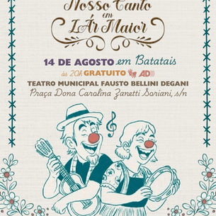 Espetáculo gratuito no Teatro Municipal dia 14 de agosto