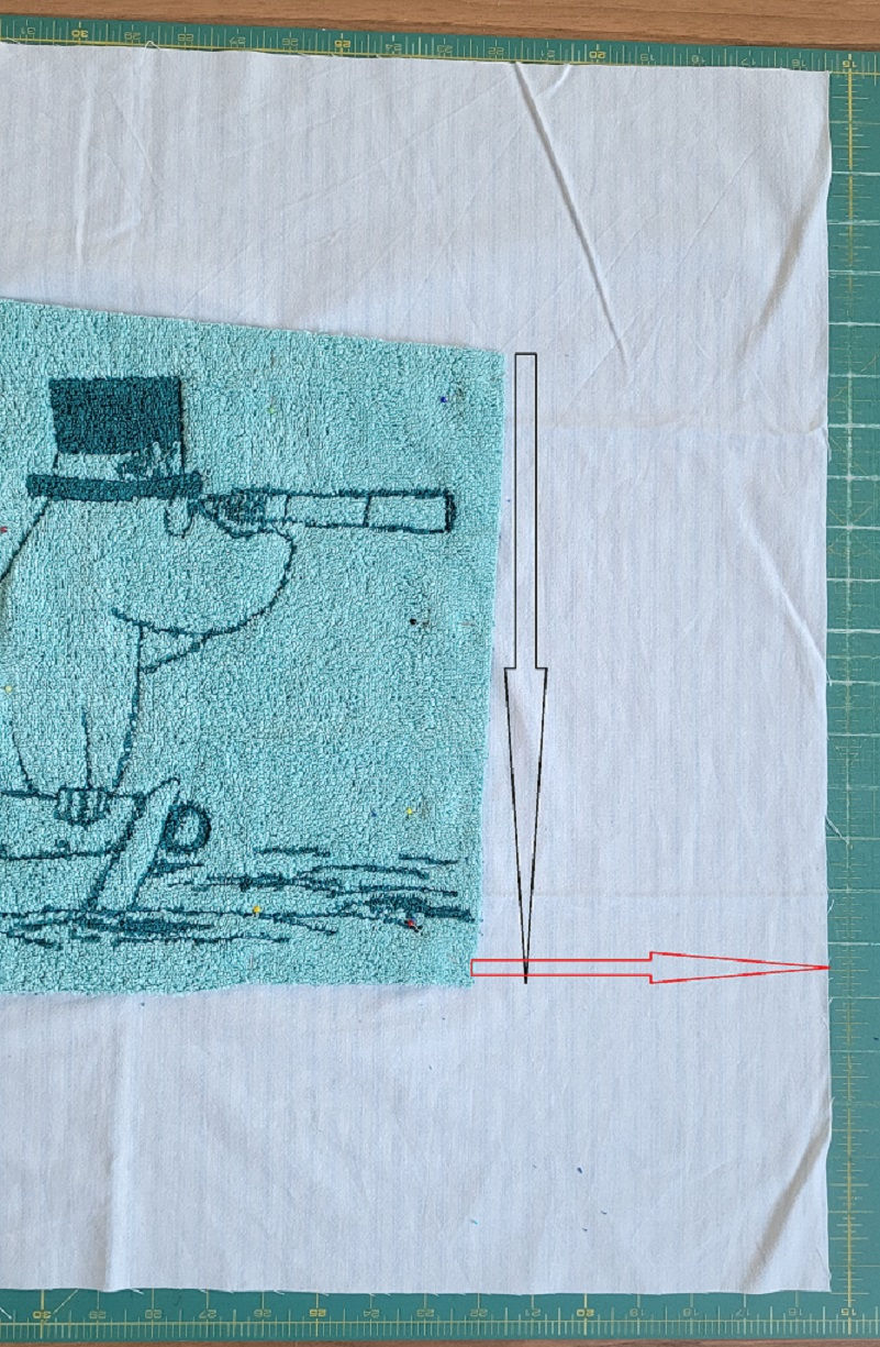 Measuring the size of the second piece for a DIY bathroom rug using the Quilt As You Go technique