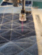 Walking foot quilting in progress using the laser guide on the Pfaff quilt expression 725.