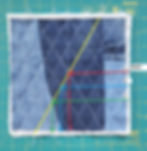 Dividing a diamond crosshatch into equilateral triangles for walking foot quilting.
