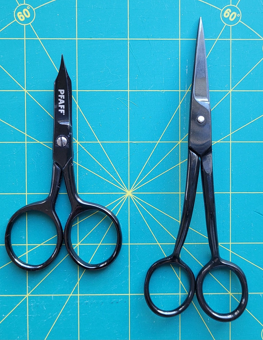 Microtip scissors (left) and straight applique scissors (right)