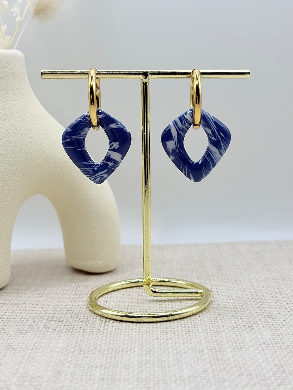 Miniature : Pampilles Sarah marine et blanc 