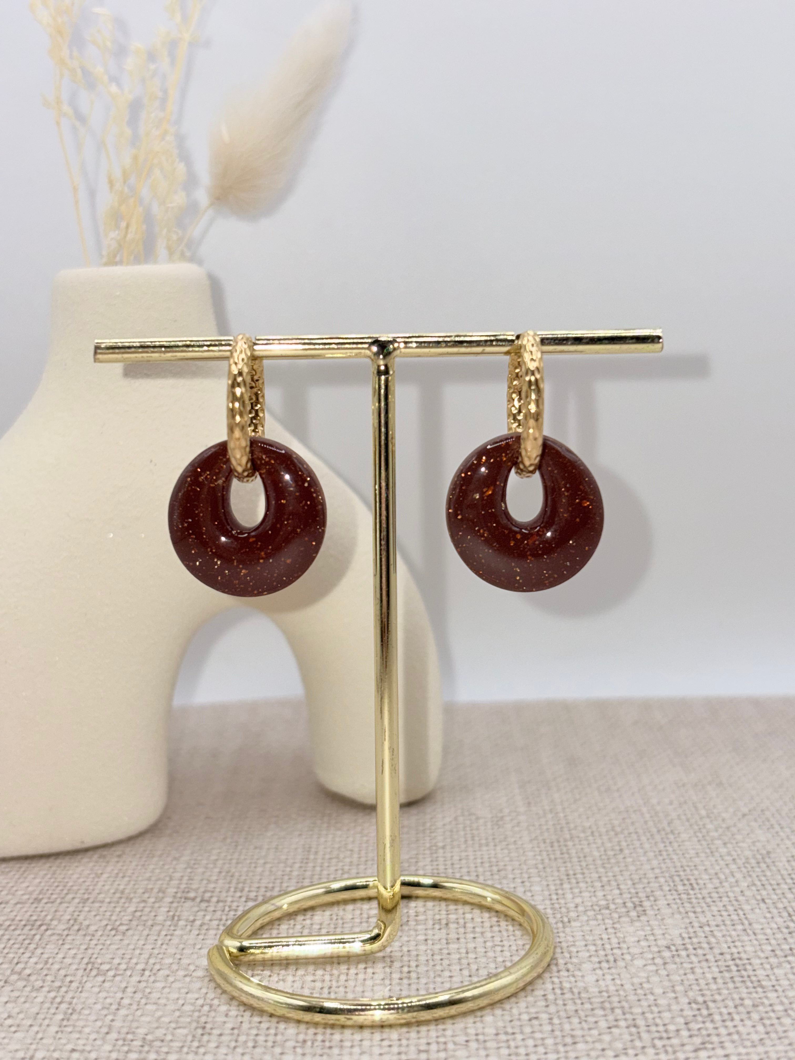 Pampilles Lisiane chocolat reflet or 